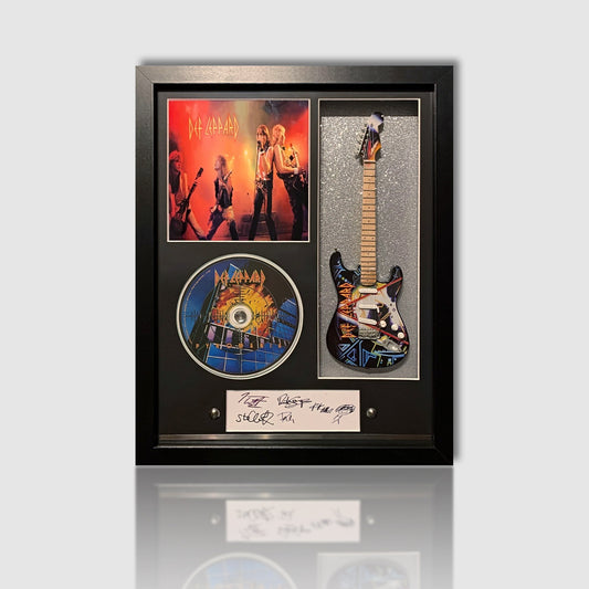 Def Leppard (Pyromania) 11”x14” Tribute Guitar Shadow Box. Rare!