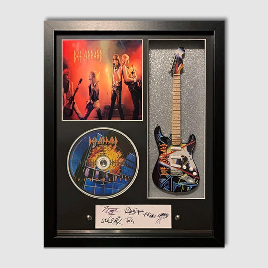Def Leppard (Pyromania) 11”x14” Tribute Guitar Shadow Box. Rare!