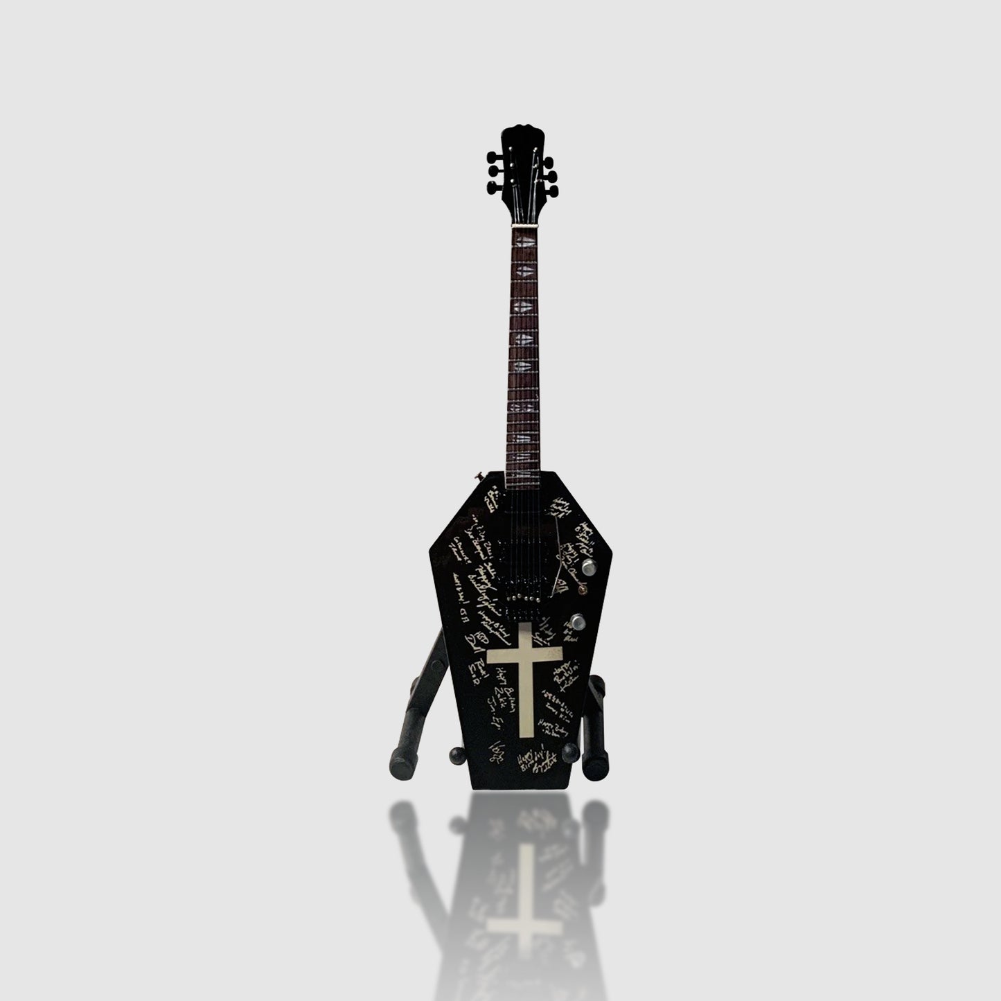 Zakk Wylde “Casket” Miniature 10” Guitar With Stand. Extremely Rare!