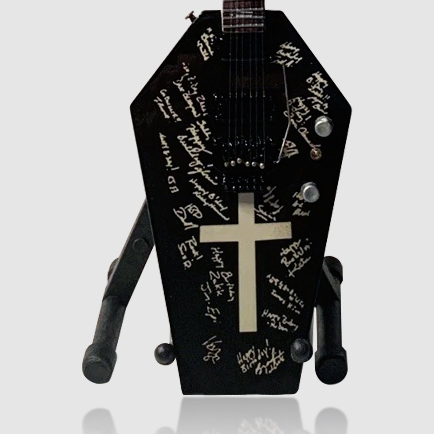 Zakk Wylde “Casket” Miniature 10” Guitar With Stand. Extremely Rare!